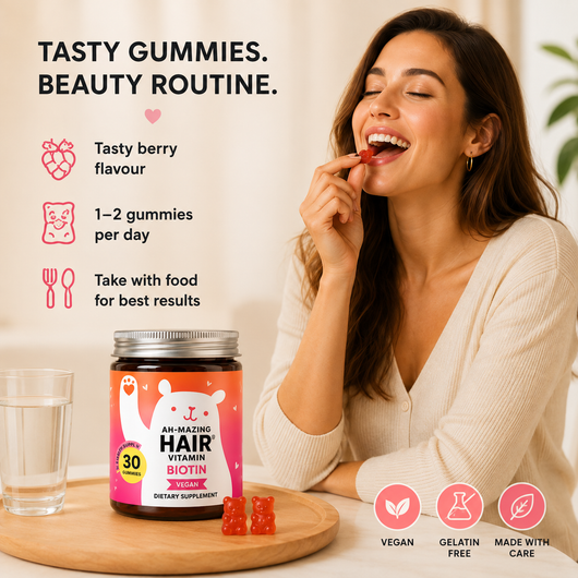 Biotin Gummies for Hair, Skin & Nails | 5000 mcg Biotin + Vitamins C & E + Zinc