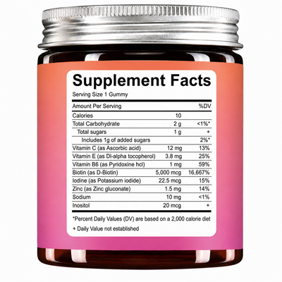 Biotin Gummies for Hair, Skin & Nails | 5000 mcg Biotin + Vitamins C & E + Zinc