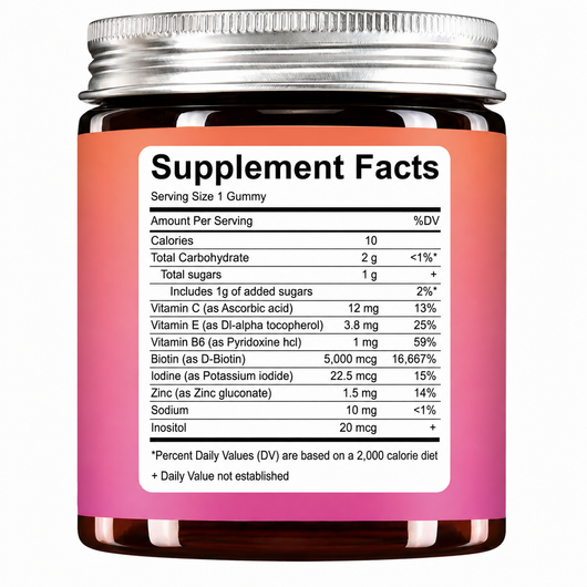 Biotin Gummies for Hair, Skin & Nails | 5000 mcg Biotin + Vitamins C & E + Zinc